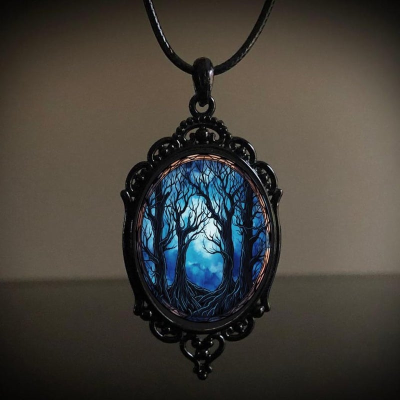 MIFYNN Gothic Bat Glass Pendant Necklace for Women Vintage Gothic Rope Chain Witch Bat Choker Dark Punk Style Necklace Victoria Emboss Necklaces Mystic Witch Jewelry Accessories - Image 2